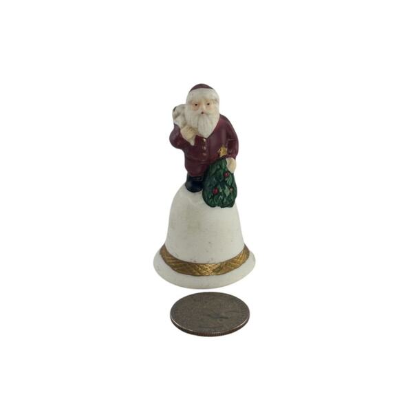 Vintage Miniature Porcelain Santa Bell By Russ Berrie Christmas Decor - Picture 4 of 16